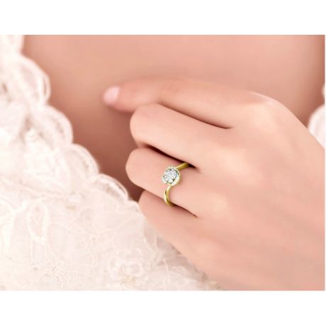 Bague Solitaire Délicatesse Or Jaune 18cts - Forme Coeur - Diamants | Gemperles