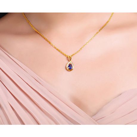 Pendeloque Or jaune 18 carats - Saphir et Diamants en poire