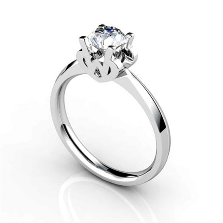 Bague prénom - Lettre W - Diamant, Or blanc | Gemperles