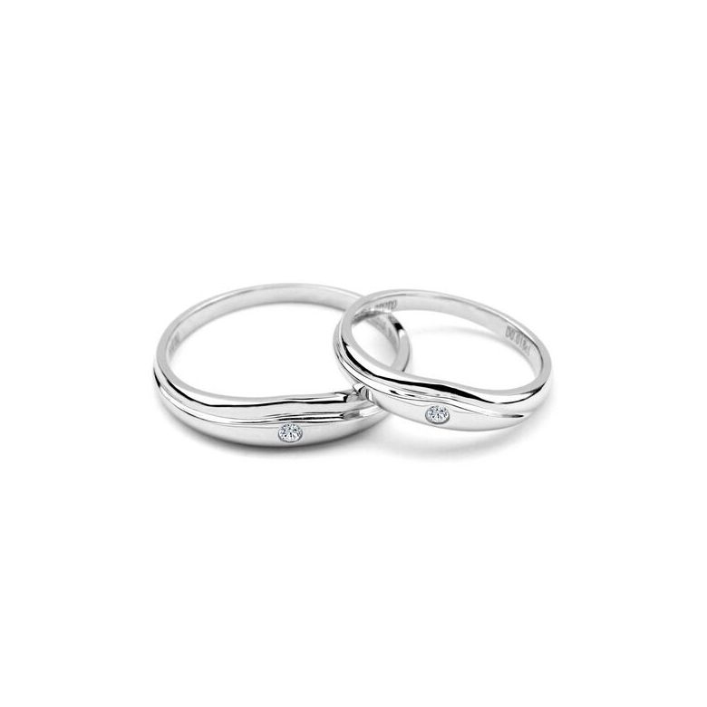 Modèles alliances mariage - Alliances duo classiques - Platine, diamants - 2