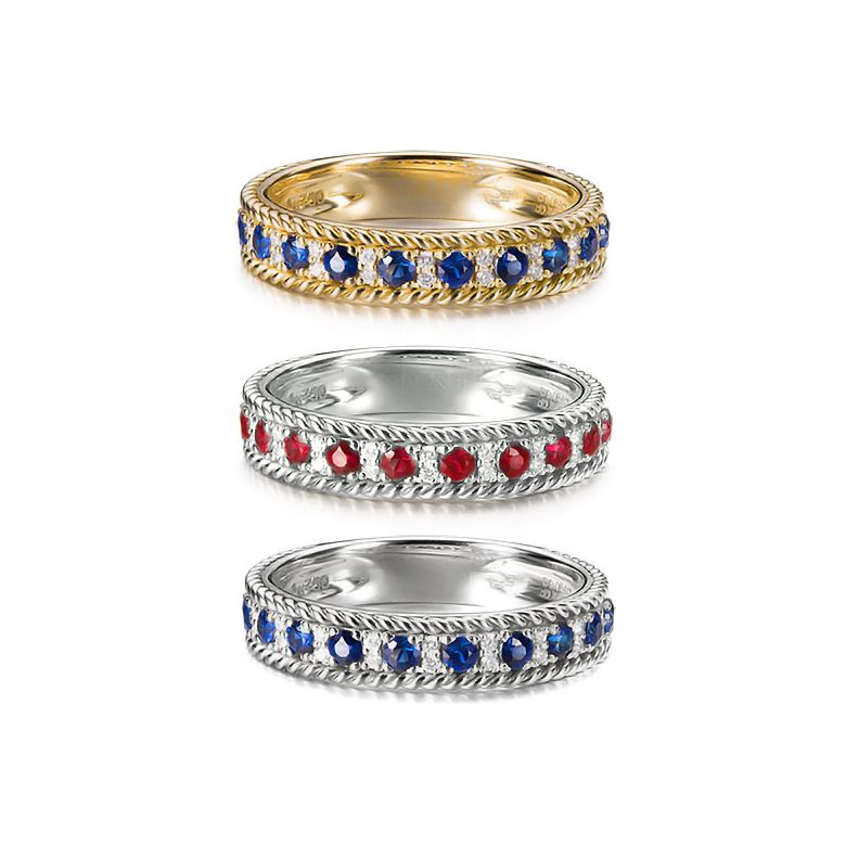 Bague saphir - Tempietto - Or blanc, diamant, saphir - 9