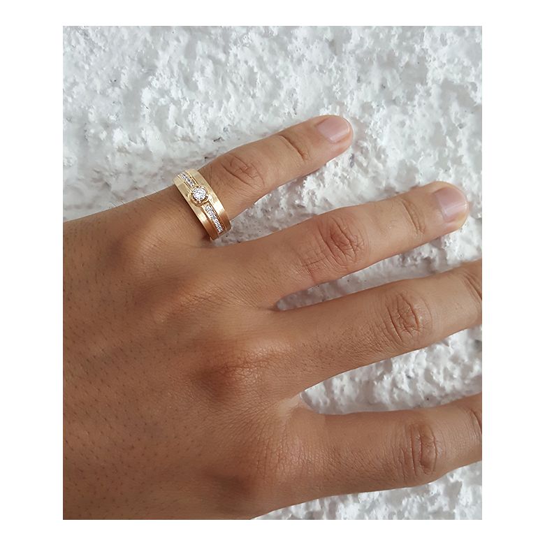 Bague Chevalière or Homme or blanc 750/1000. Diamant serti clos - 2