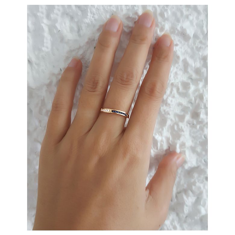 Bague Duale diamants saphirs et Or jaune - 2