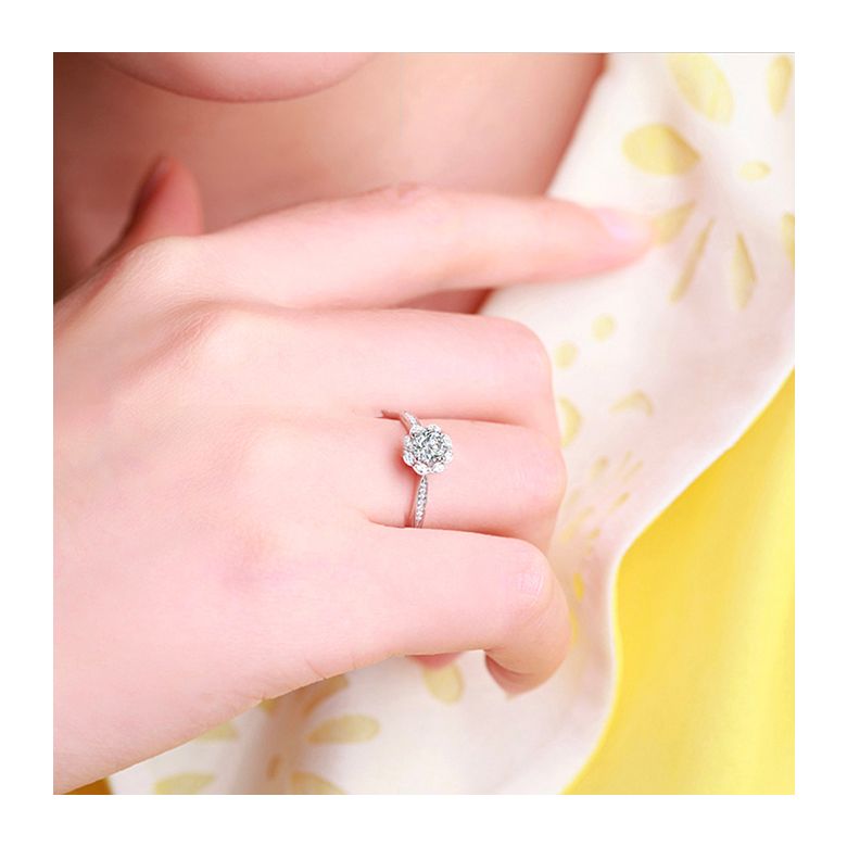 Bague solitaire diamants or blanc - Jasmin étoilé - 3