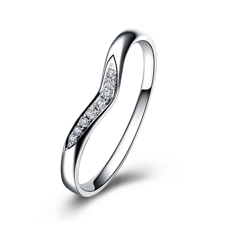 Alliance Ondulée Élysée - En Platine et Diamants Sertis | Gemperles - 1