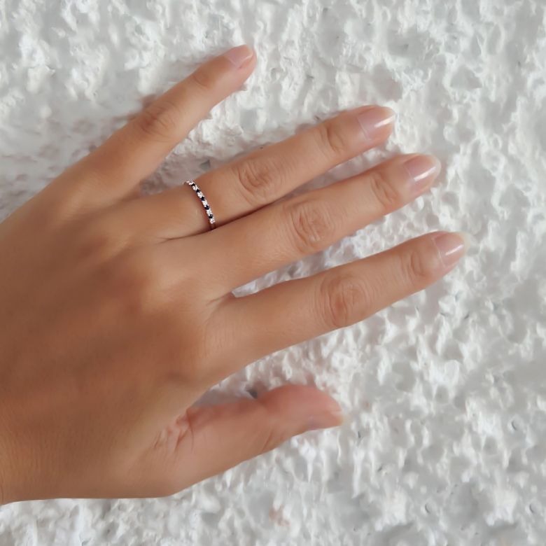 Anneau Diamants et Saphirs en alternance - Or blanc 18 carats - 2