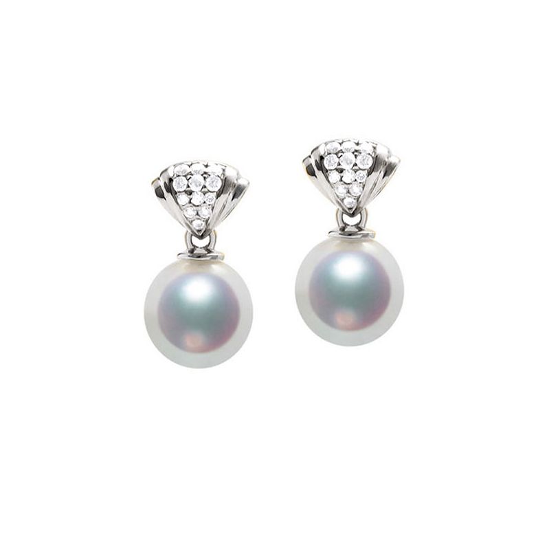 Pendant d'oreille - Perle Akoya or blanc - Sarah Bernhardt  - 1