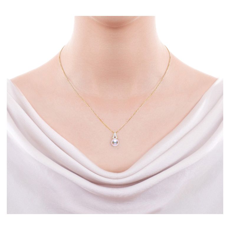Pendentif perle du Japon Akoya. Michiko. Or jaune et diamants - 2