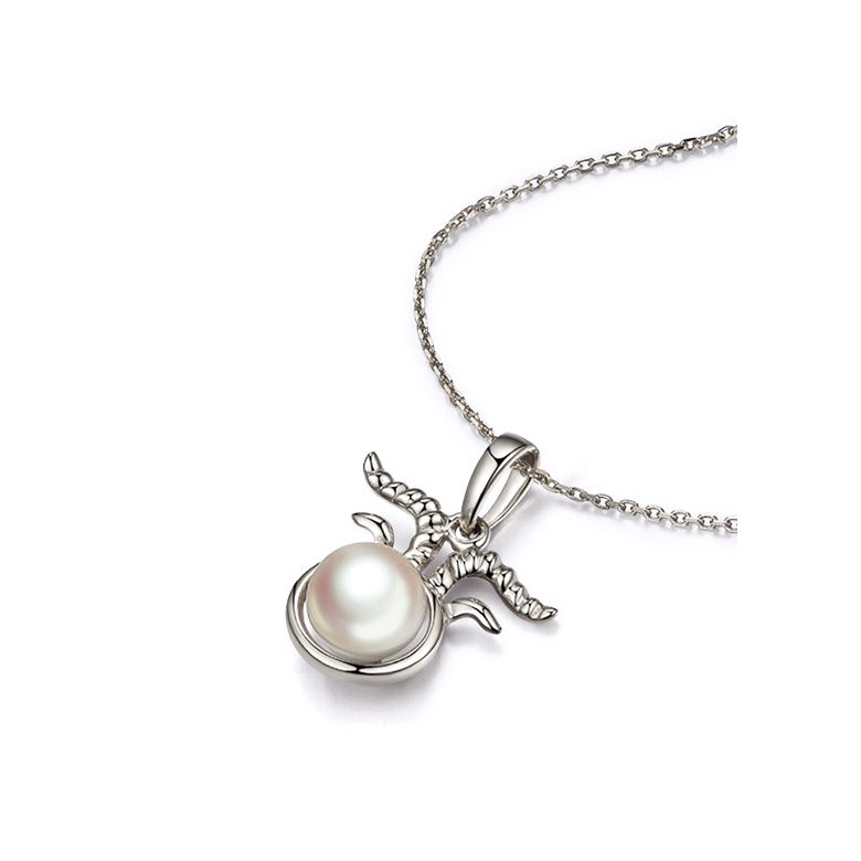 Pendentif Zodiaque. Perle Akoya, Or blanc 18cts - 2