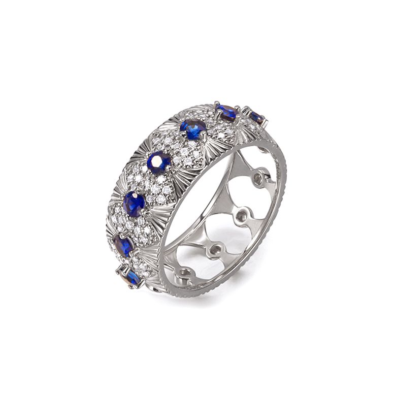 Bague Sixtine - Frivole, Rococo - Or blanc, saphir, diamant - 1
