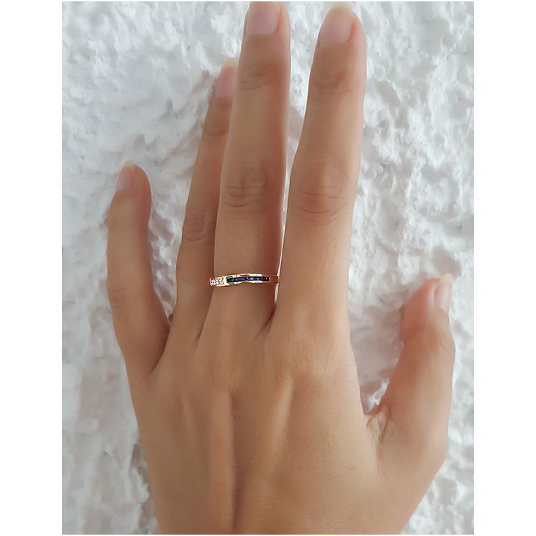 Bague Duale diamants saphirs et Or jaune - 3