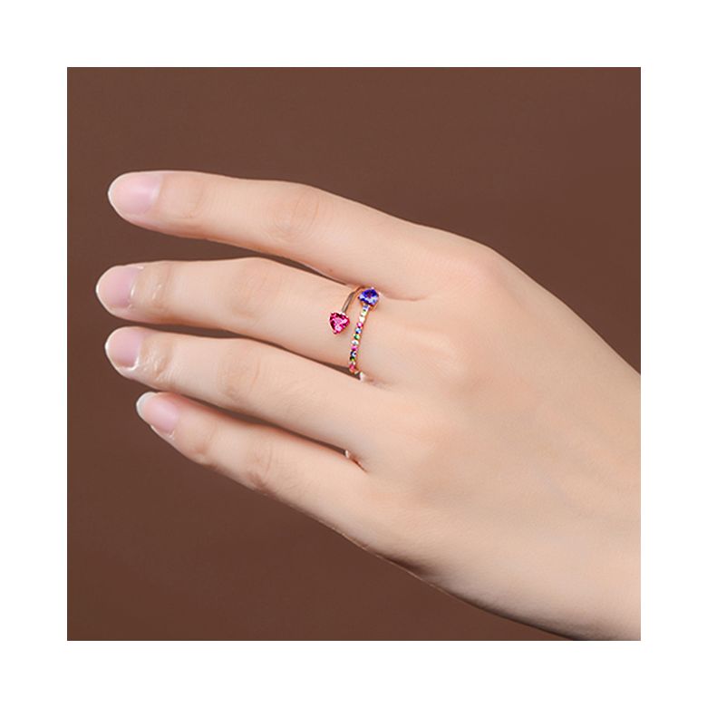 Bague signaux inversés. Or rose, Saphirs - 4