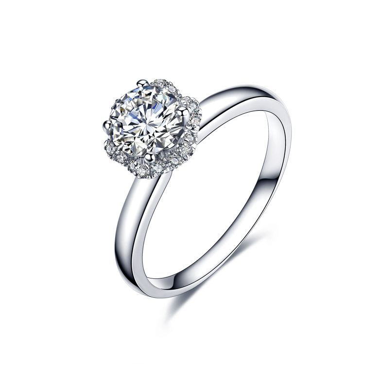 Solitaire Captivante Renoncule - Bague Diamanté & Or Blanc | Gemperles - 1