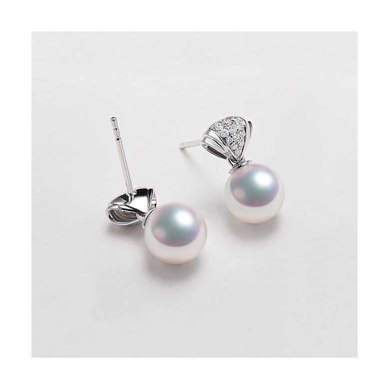 Pendant d'oreille - Perle Akoya or blanc - Sarah Bernhardt  - 5