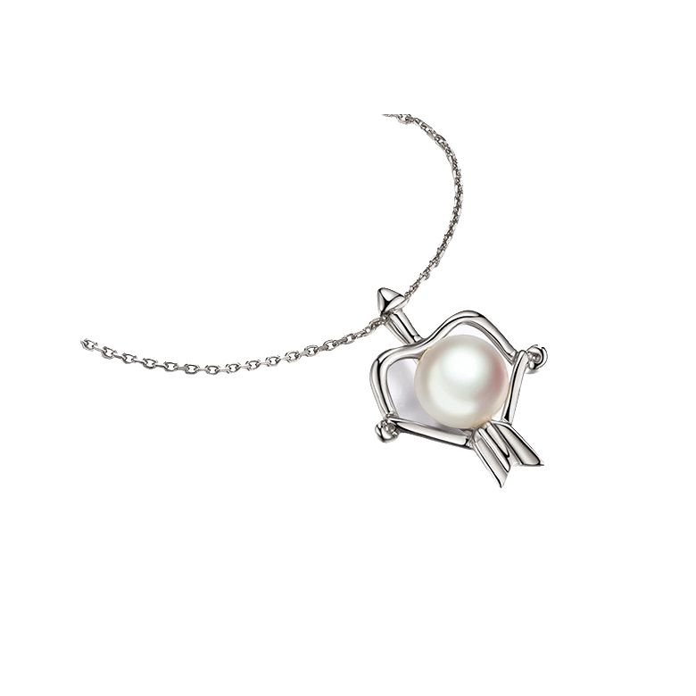 Pendentif Zodiaque. Perle Akoya, Or blanc 18cts - 3