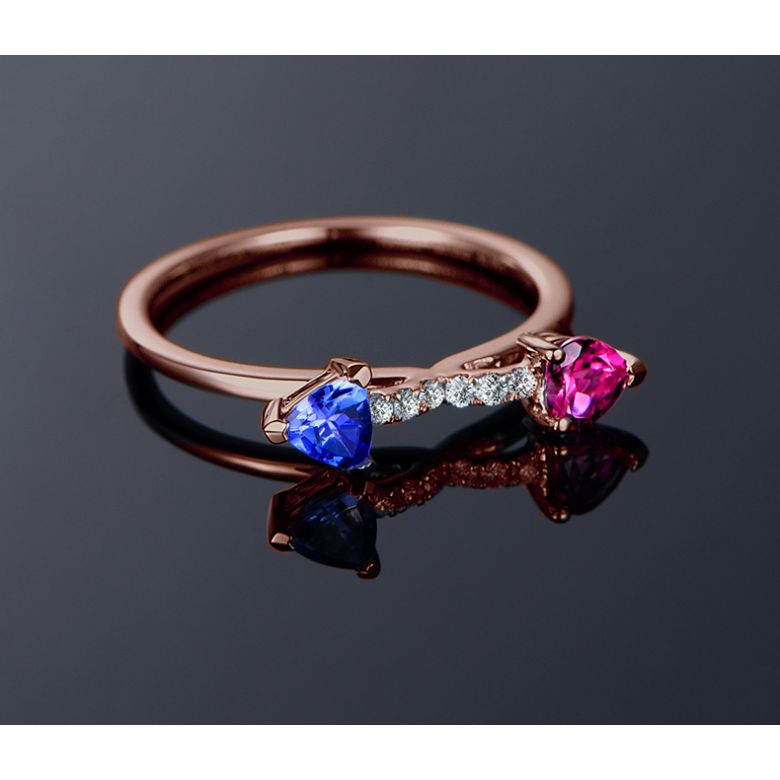 Bague croisée des chemins. Or rose - 2