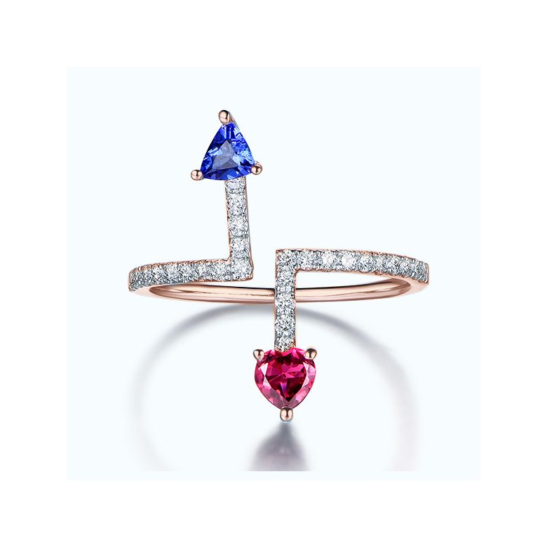 Bague Autre moi. Or rose, diamants, Saphirs - 6