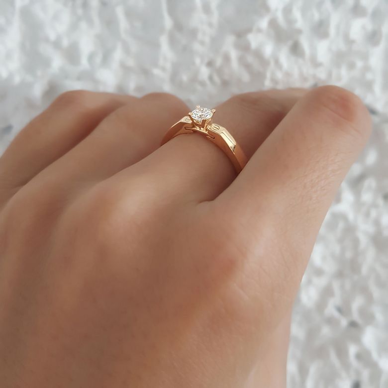 Bague solitaire or jaune - Diamant 0.30ct - 9