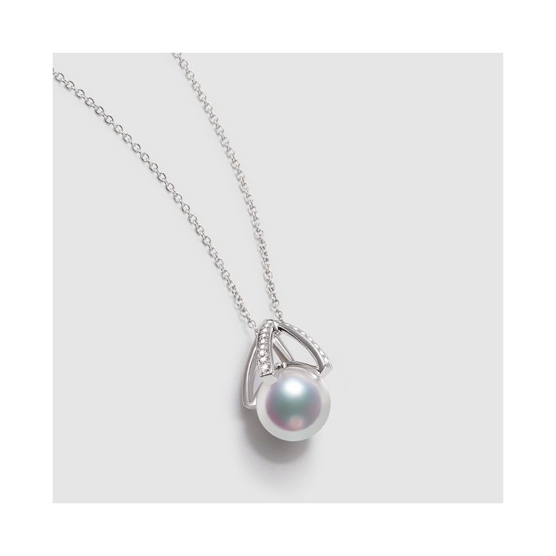 Pendentif perle Akoya Japon. Diamant, Or blanc I Masako - 6