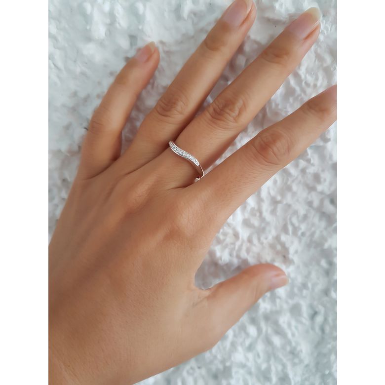 Alliances ondulées or blanc - Alliances Duo avec diamants - 2