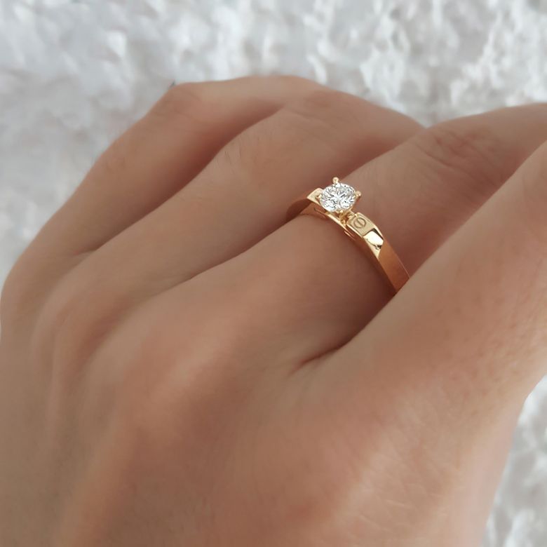 Bague solitaire or jaune - Diamant 0.30ct - 7