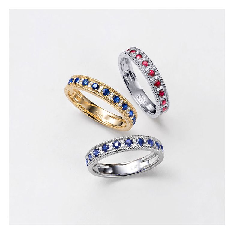 Bague saphir - Tempietto - Or blanc, diamant, saphir - 3