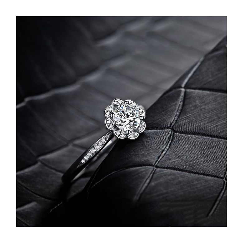 Bague solitaire diamants or blanc - Jasmin étoilé - 5