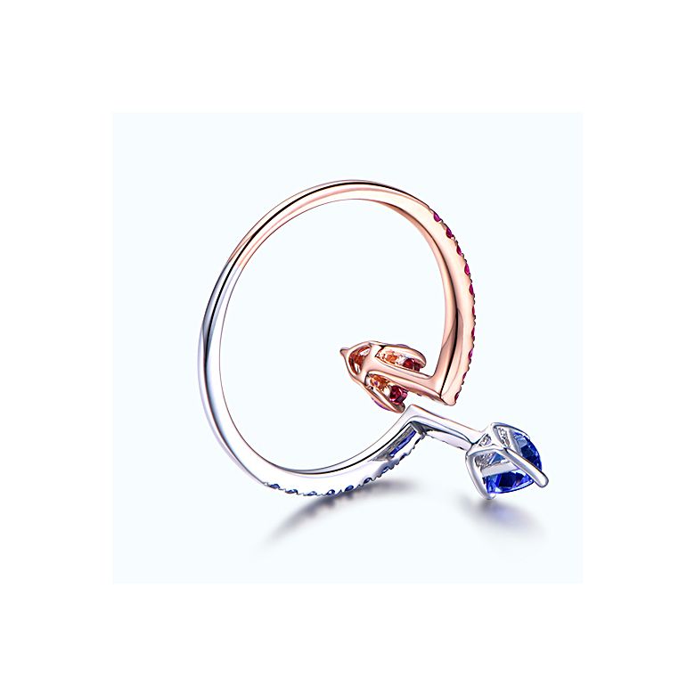 Bague Univers parallèles. Or blanc, rose et pierres précieuses - 4