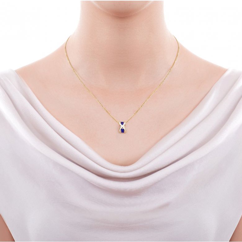 Pendentif sens de nos vies. En diamants, saphirs et or jaune - 2