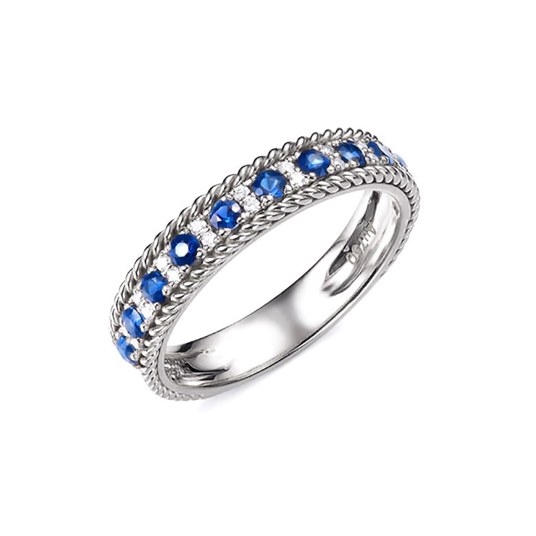 Bague saphir - Tempietto - Or blanc, diamant, saphir - 1