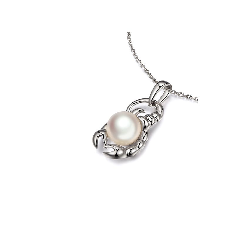 Pendentif Zodiaque. Perle Akoya, Or blanc 18cts - 7