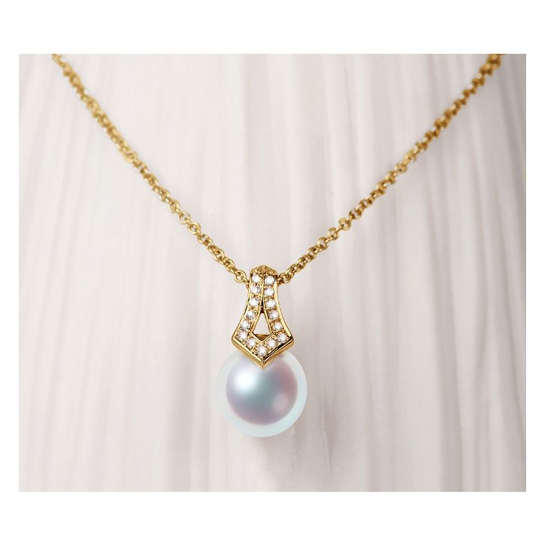 Pendentif perle du Japon Akoya. Michiko. Or jaune et diamants - 5