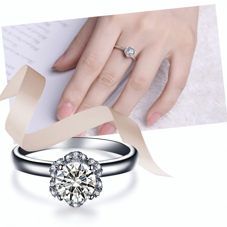 Solitaire Captivante Renoncule - Bague Diamanté & Or Blanc | Gemperles - 3