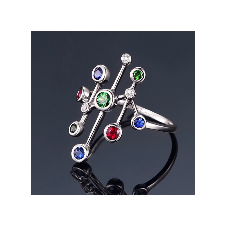 Bague gouttes d’amour. Or blanc, pierres précieuses - 6