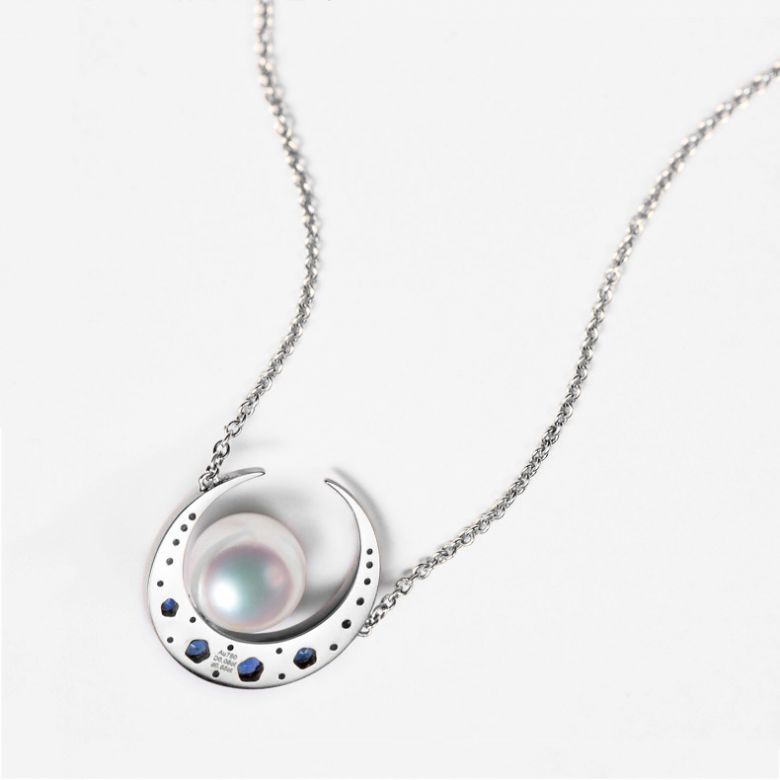 Parure Mikadzuki I Perle Akoya Saphir. Croissant de Lune - 7