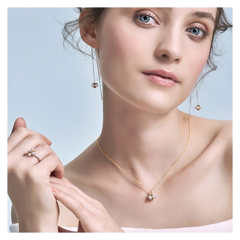 Parure trèfle 4 perles - 1