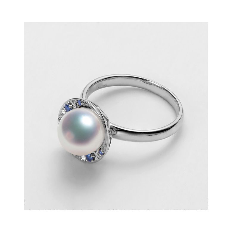 Bague Mikadzuki, Croissant de Lune I Perle Akoya, Saphir, Diamant - 10