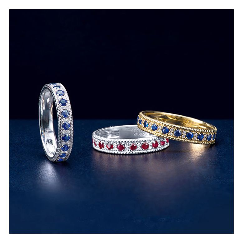 Bague saphir - Tempietto - Or blanc, diamant, saphir - 10