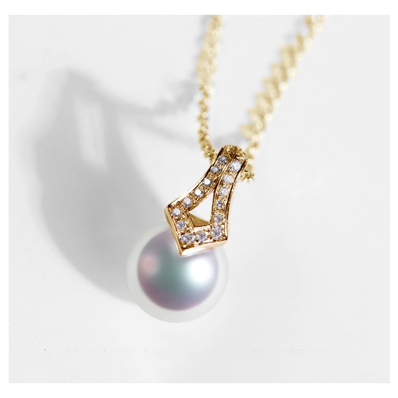 Pendentif perle du Japon Akoya. Michiko. Or jaune et diamants - 4