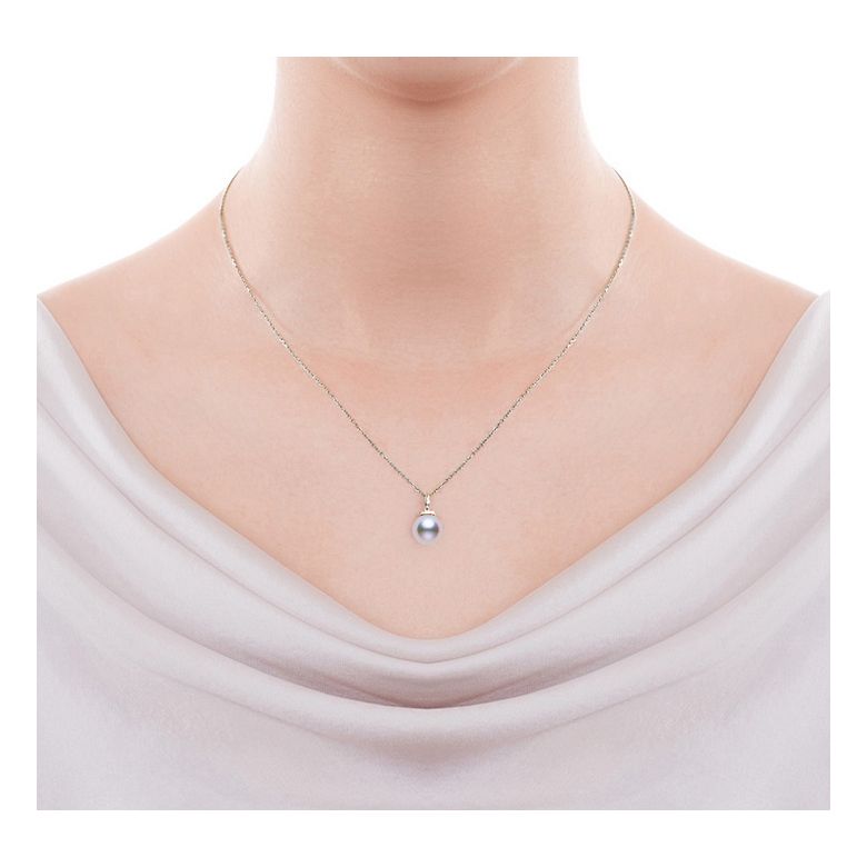 Pendentif Ojo. Perle Akoya Japon. Couronne Diamants, Or blanc - 2