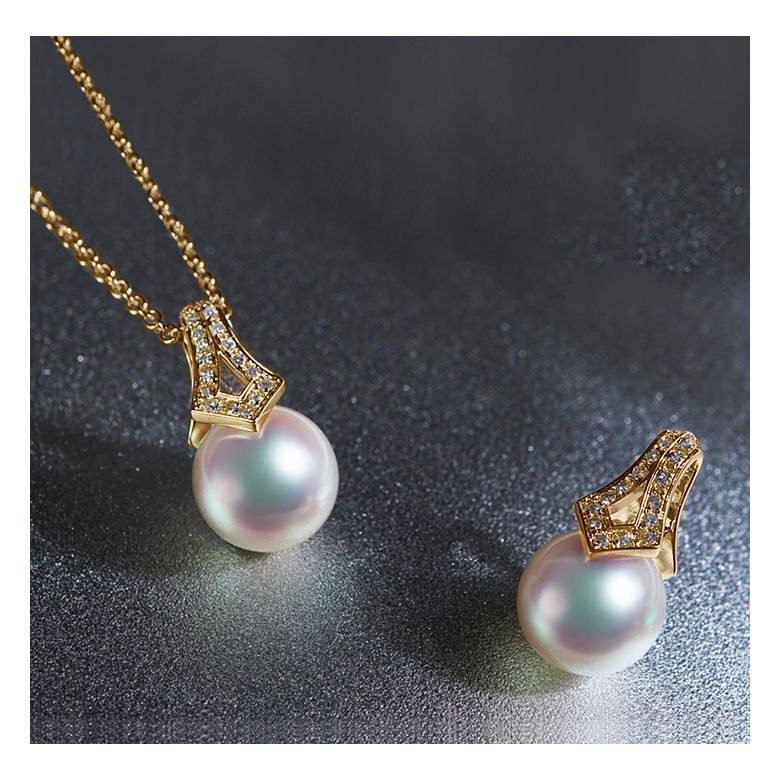 Pendentif perle du Japon Akoya. Michiko. Or jaune et diamants - 3