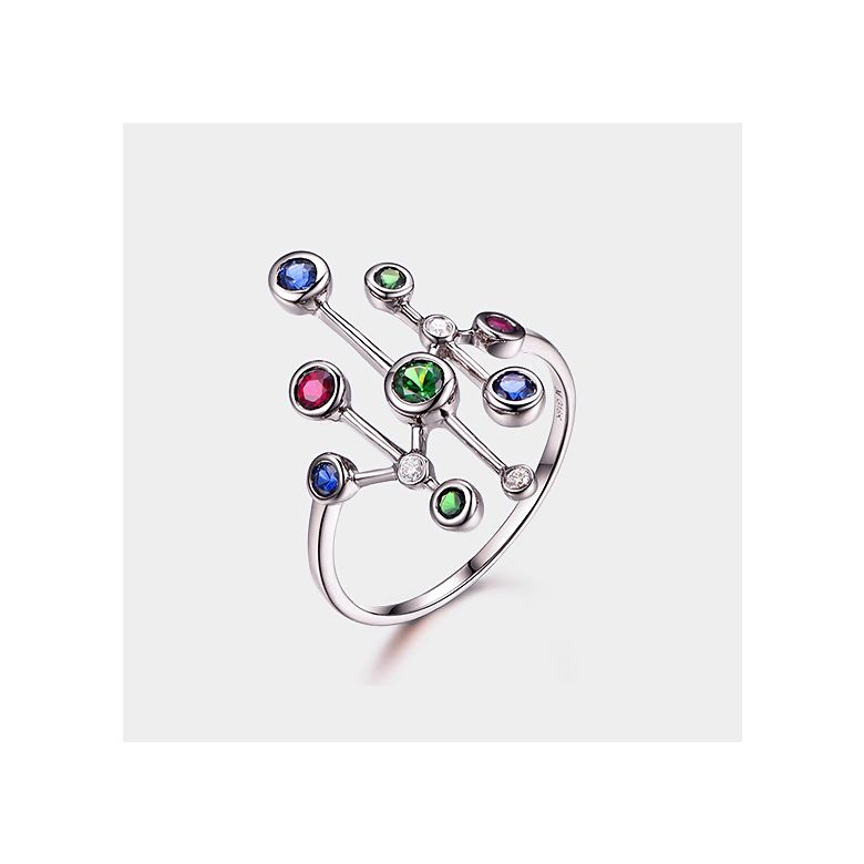 Bague gouttes d’amour. Or blanc, pierres précieuses - 9