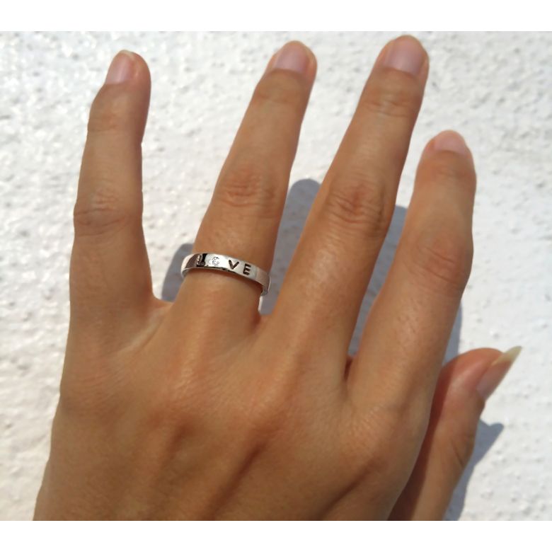 Alliances Love - Alliances Duo d'or blanc - Diamants - 4