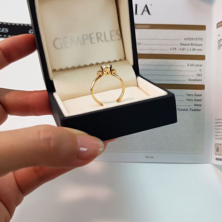 Solitaire or diamant - Bague fiancaille or jaune - Diamant griffes - 6