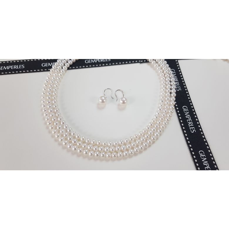 Parure Chabada I Collier, Bracelet & Boucles perles I 5/5.5mm, AAA - 6