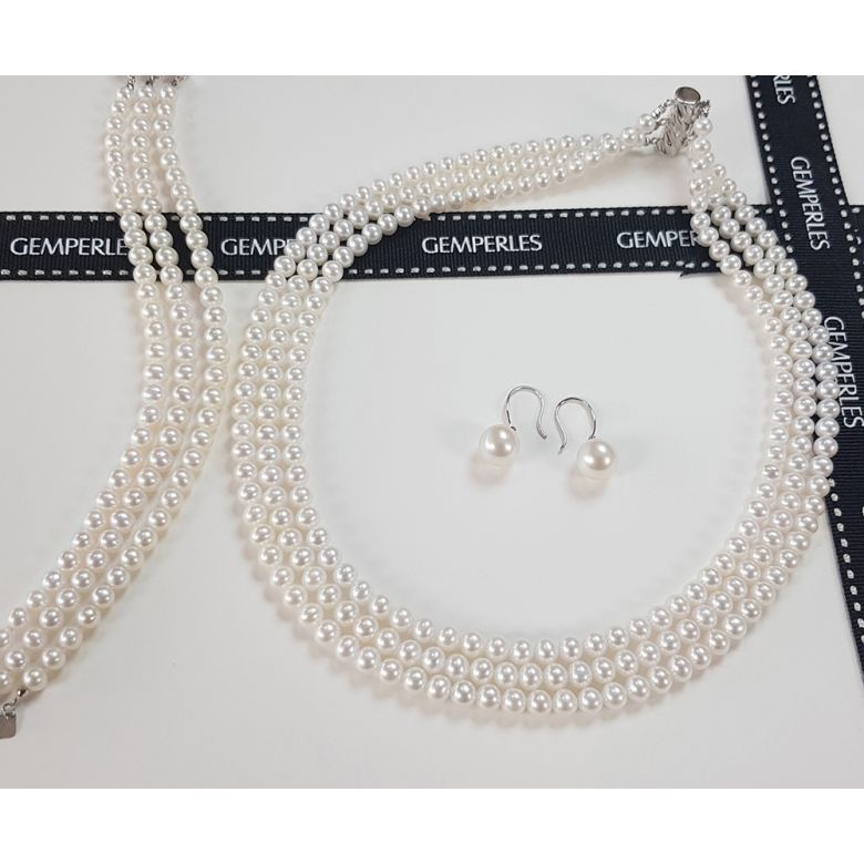 Parure Chabada I Collier, Bracelet & Boucles perles I 5/5.5mm, AAA - 4