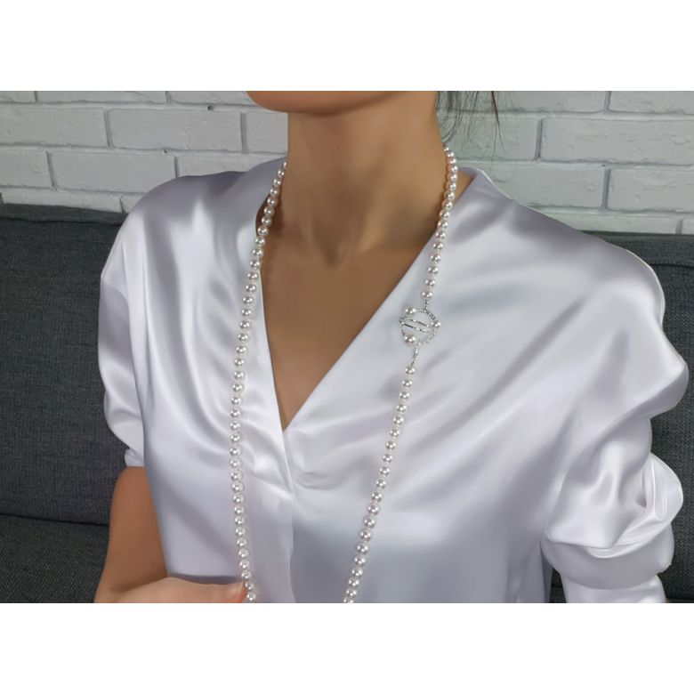 Collier sautoir perles Akoya 90cm - Perle AAA, 7.5/8mm - Hajime - 8