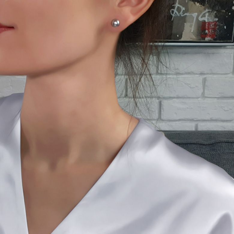 Clou d'oreille - Boucles perles de culture lavandes - 8/9mm - Or jaune - 2