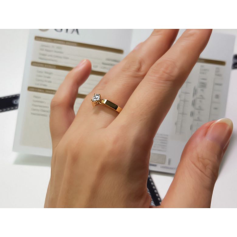 Bague solitaire or jaune - Diamant 0.30ct - 5