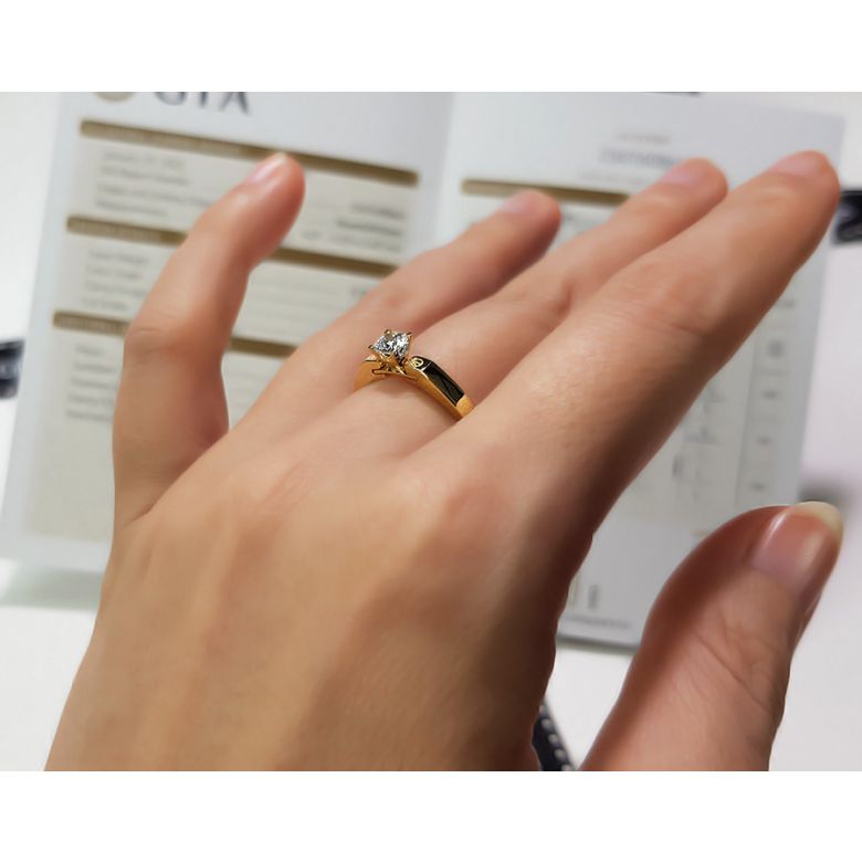 Bague solitaire or jaune - Diamant 0.30ct - 10